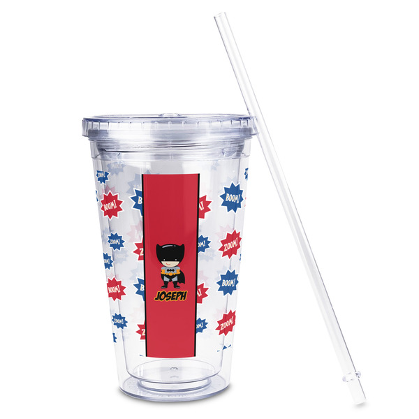 Superhero Acrylic Tumbler - Full Print - Front straw out