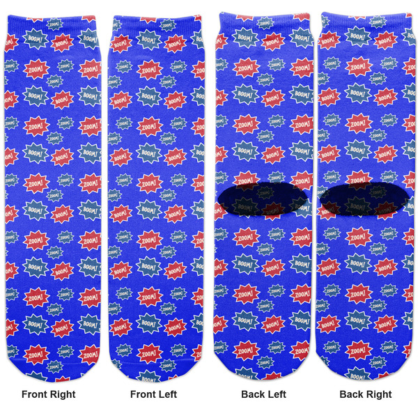Superhero Adult Crew Socks - Double Pair - Front and Back - Apvl