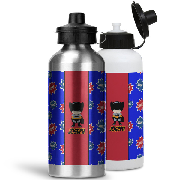 Superhero Aluminum Water Bottles - MAIN (white &silver)