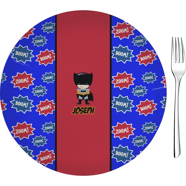 Custom Superhero Glass Appetizer / Dessert Plate 8" (Personalized)