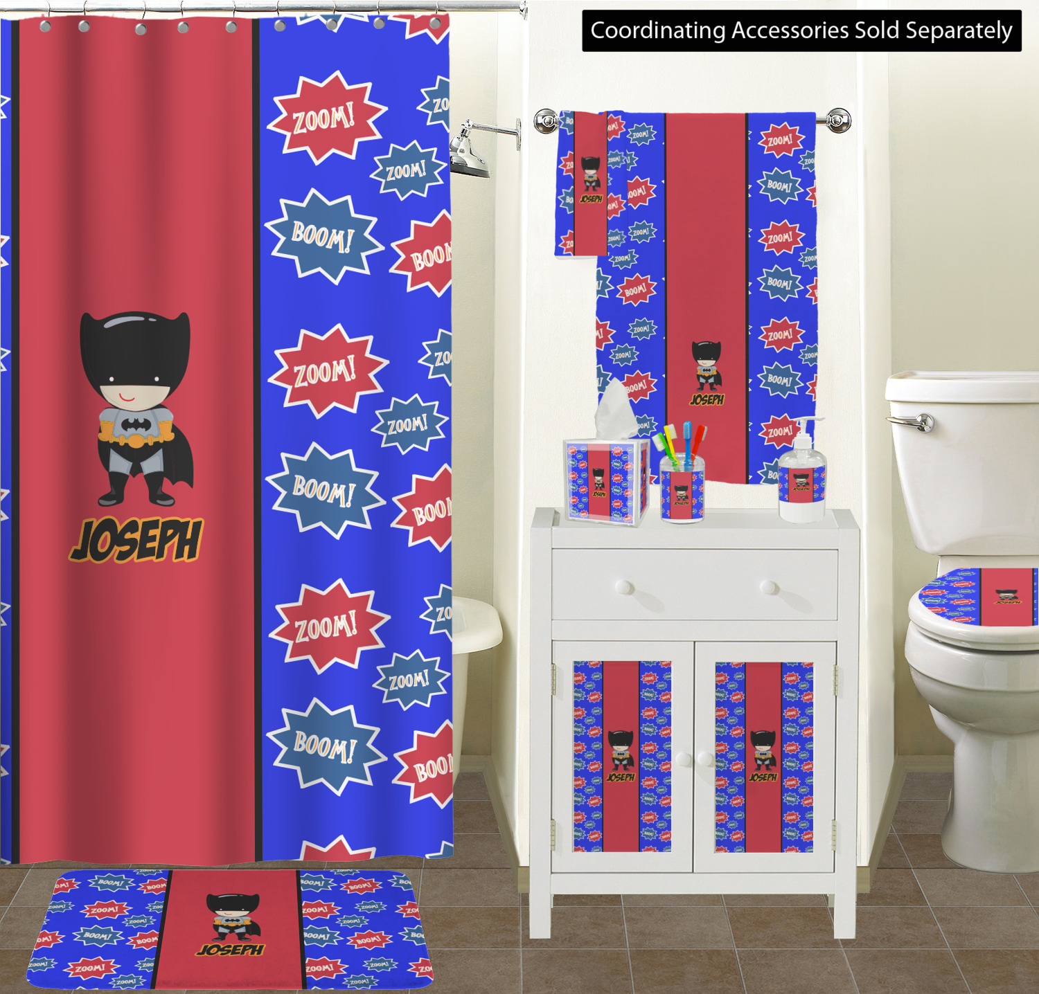 Superhero Acrylic Bathroom Accessories Set W Name Or Text Youcustomizeit