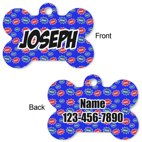Superhero Bone Shaped Dog ID Tag - Large - Approval