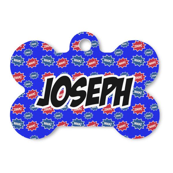 Custom Superhero Bone Shaped Dog ID Tag (Personalized)