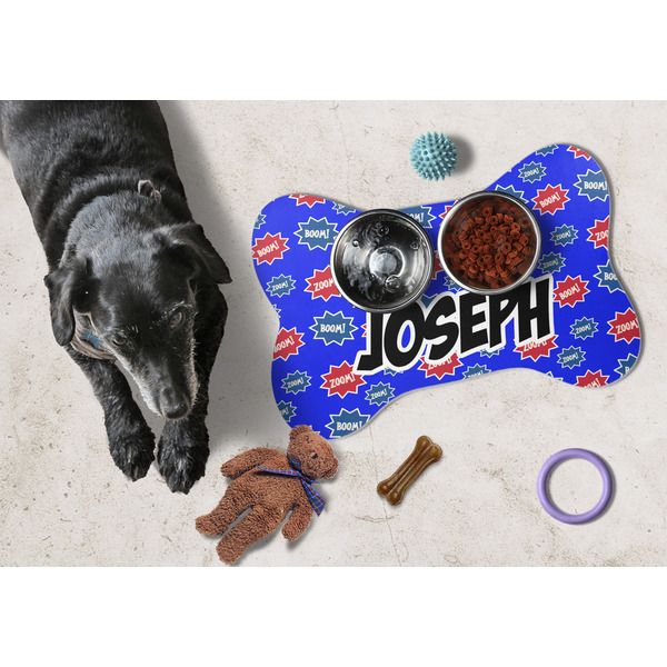 Superhero Bone Shaped Mat w/ Food & Water