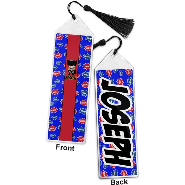 Superhero Bookmark with tassel - Front and Back