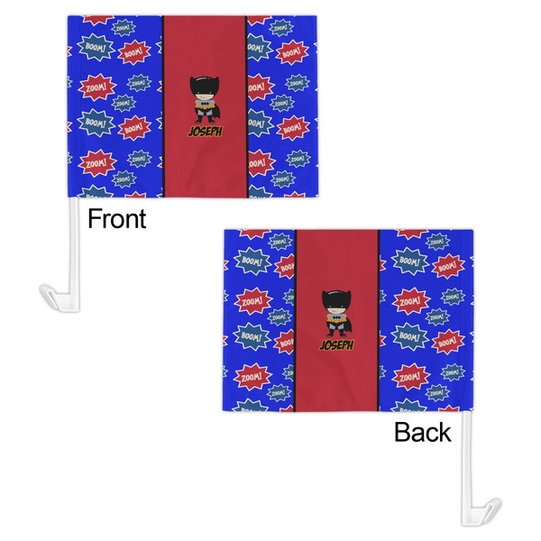 Superhero Car Flag - 11" x 8" - Front & Back View