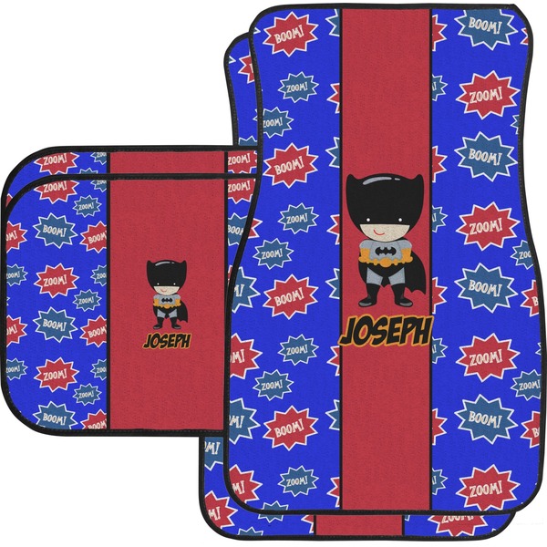 Custom Superhero Car Floor Mats Set - 2 Front & 2 Back (Personalized)