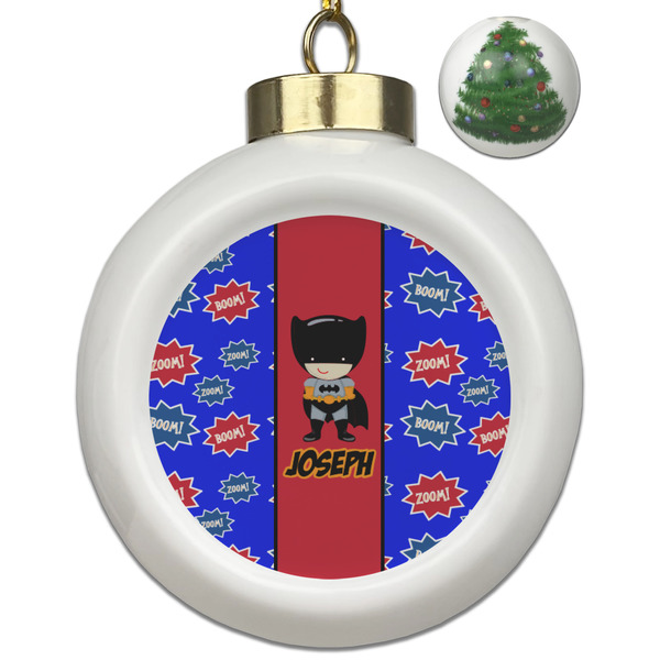Custom Superhero Ceramic Ball Ornament - Christmas Tree (Personalized)