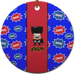 Superhero Round Ceramic Ornament w/ Name or Text