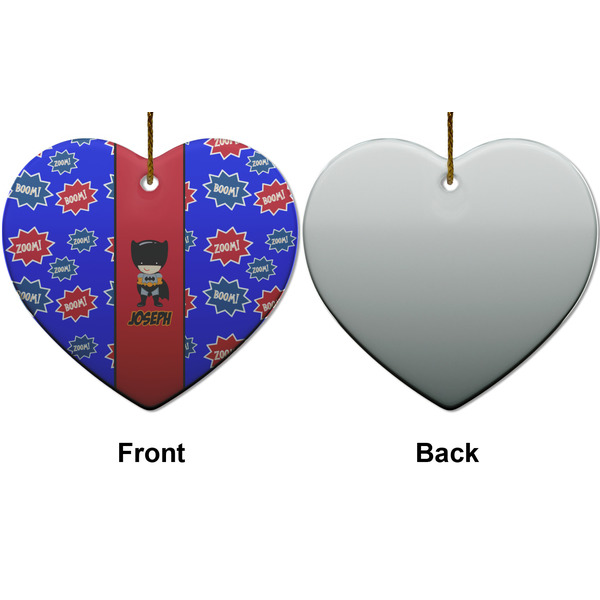 Superhero Ceramic Flat Ornament - Heart Front & Back (APPROVAL)