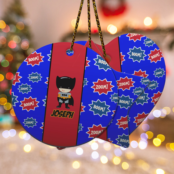 Custom Superhero Ceramic Ornament w/ Name or Text