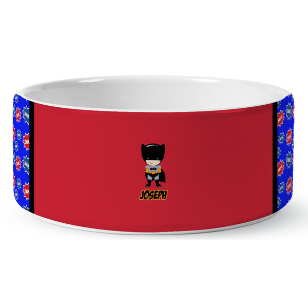 Custom Superhero Ceramic Dog Bowl - Large (Personalized)