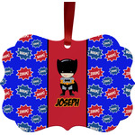 Superhero Metal Frame Ornament - Double Sided w/ Name or Text