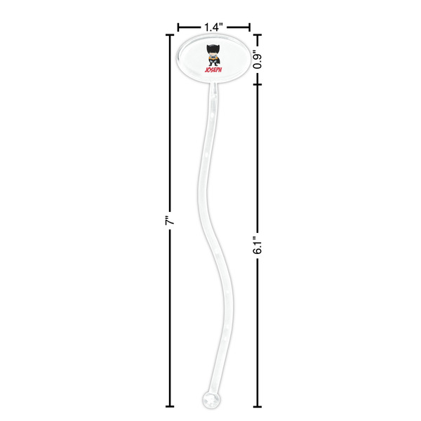 Superhero Clear Plastic 7" Stir Stick - Oval - Dimensions