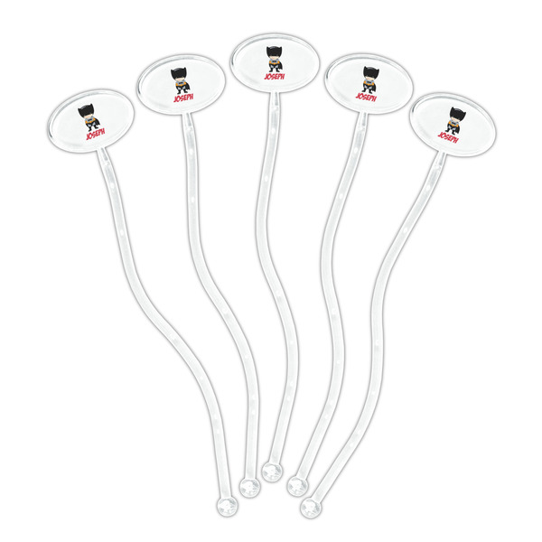 Superhero Clear Plastic 7" Stir Stick - Oval - Fan