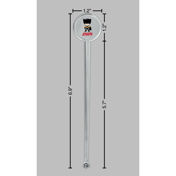 Superhero Clear Plastic 7" Stir Stick - Round - Dimensions