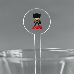 Superhero 7" Round Plastic Stir Sticks - Clear (Personalized)