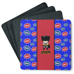 Superhero Square Rubber Backed Coasters - Set of 4 (Personalized)