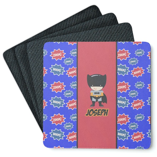 Custom Superhero Square Rubber Backed Coasters - Set of 4 (Personalized)