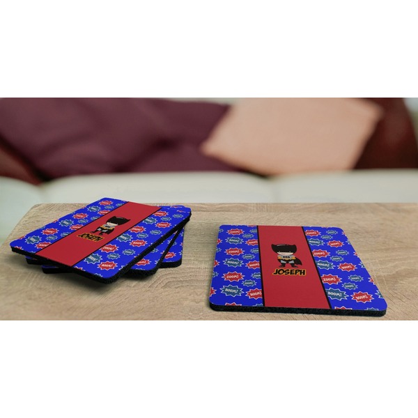 Superhero Coaster Rubber Back - On Coffee Table