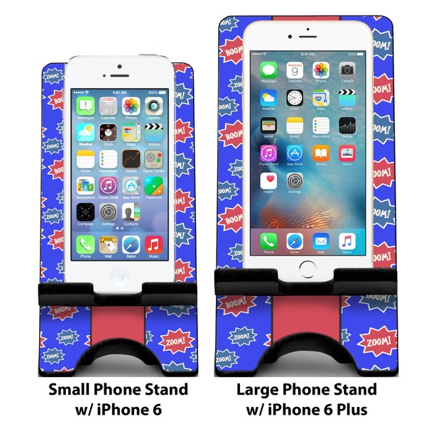 Superhero Compare Phone Stand Sizes - with iPhones