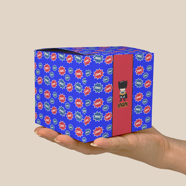 Superhero Cube Favor Gift Box - On Hand - Scale View