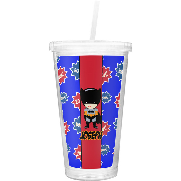 Custom Superhero Double Wall Tumbler with Straw (Personalized)