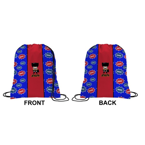 Superhero Drawstring Backpack Front & Back Small