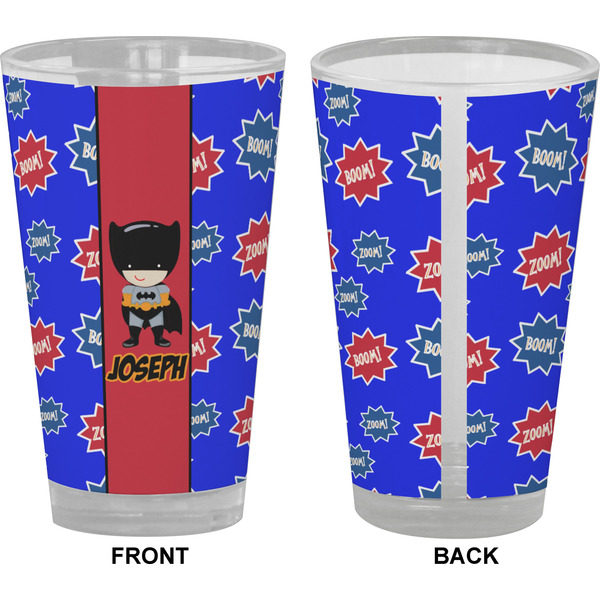Superhero Pint Glass - Full Color - Front & Back Views