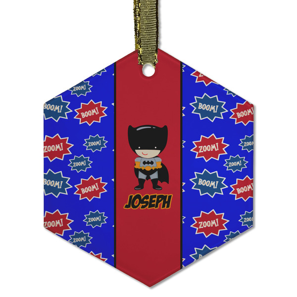 Superhero Frosted Glass Ornament - Hexagon