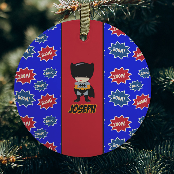 Superhero Frosted Glass Ornament - Round (Lifestyle)