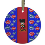 Superhero Flat Glass Ornament - Round w/ Name or Text
