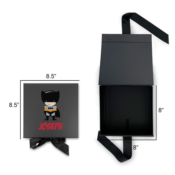 Superhero Gift Boxes with Magnetic Lid - Black - Open & Closed