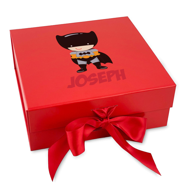 Custom Superhero Gift Box with Magnetic Lid - Red (Personalized)