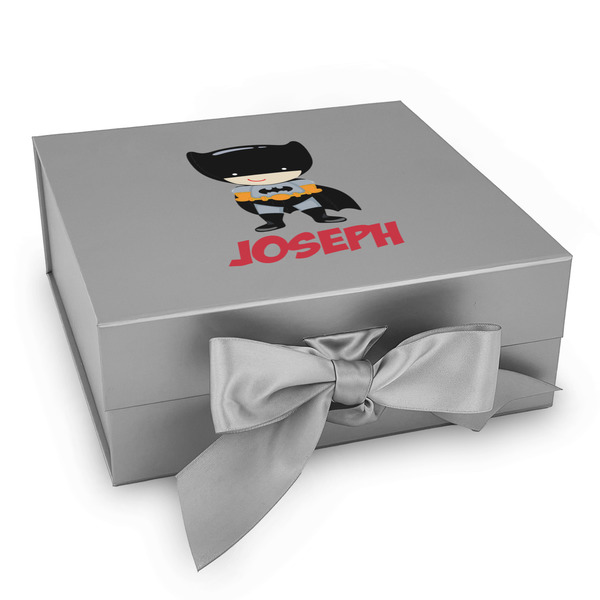 Custom Superhero Gift Box with Magnetic Lid - Silver (Personalized)