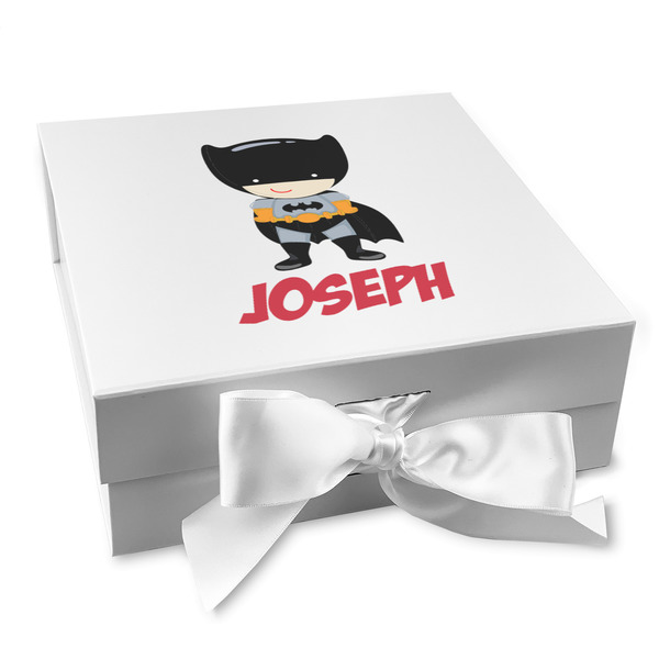 Custom Superhero Gift Box with Magnetic Lid - White (Personalized)