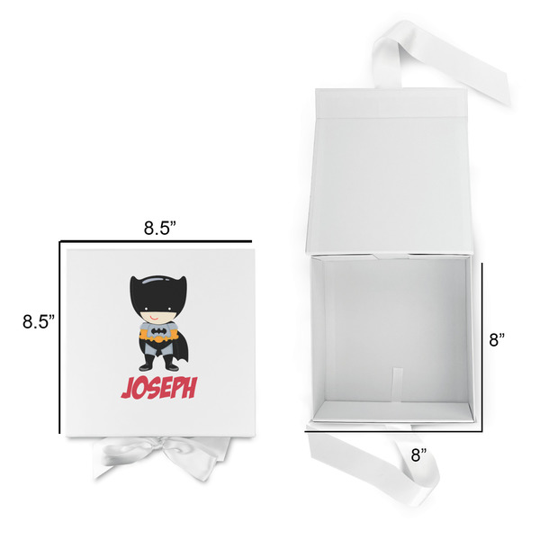 Superhero Gift Boxes with Magnetic Lid - White - Open & Closed