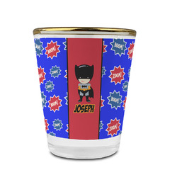 Superhero Glass Shot Glass - 1.5 oz - with Gold Rim - Single (Personalized)
