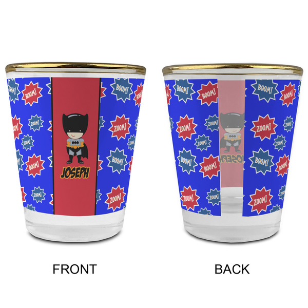 Superhero Glass Shot Glass - with gold rim - APPROVAL