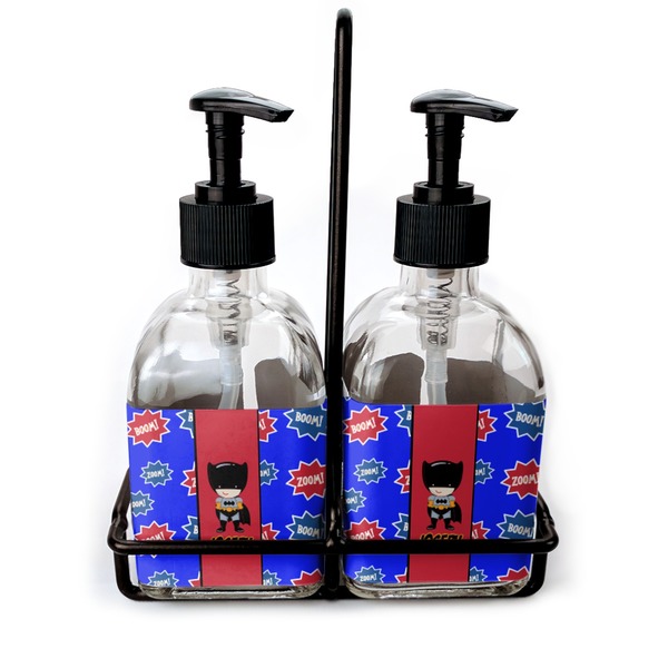 Custom Superhero Glass Soap & Lotion Bottle Set (Personalized)