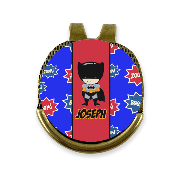 Custom Superhero Golf Ball Marker - Hat Clip - Gold