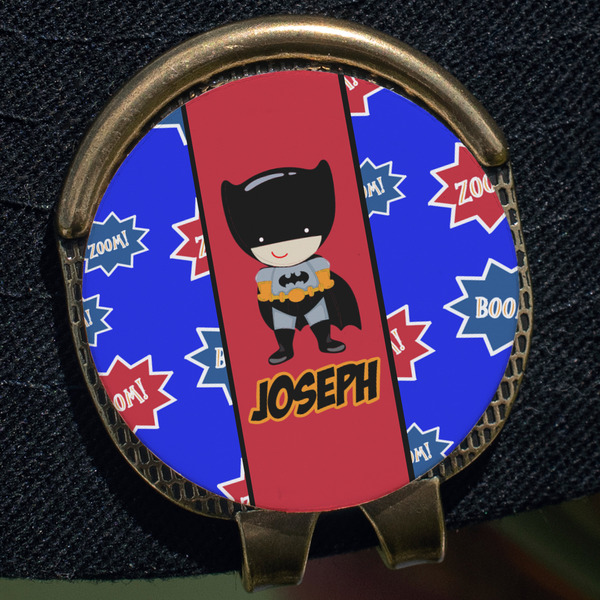 Superhero Golf Ball Marker Hat Clip - Gold - Close Up