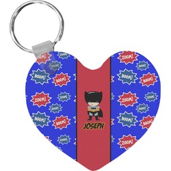 Superhero Heart Plastic Keychain w/ Name or Text