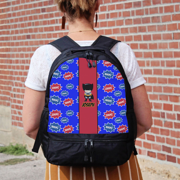Superhero Large Backpack - Black - On Back