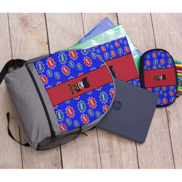 Superhero Large Backpack - Gray - With Stuff