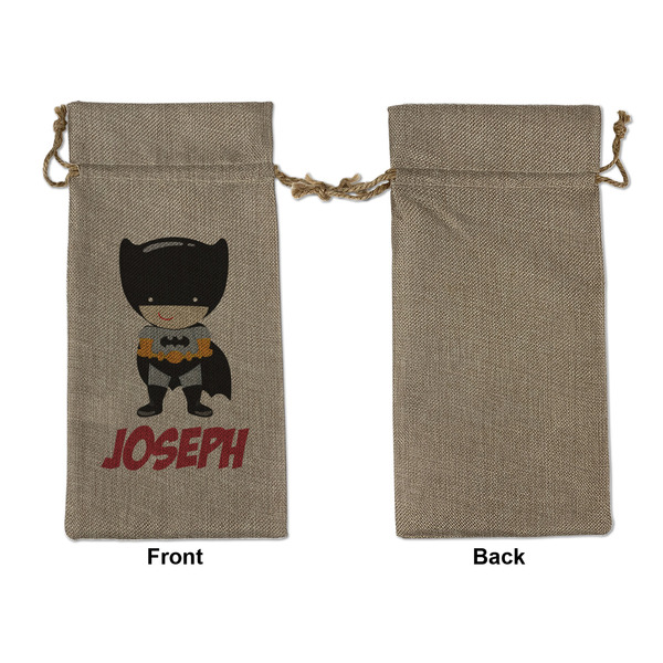 Superhero Large Burlap Gift Bags - Front Approval