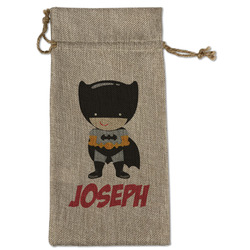Superhero Large Burlap Gift Bag - Front (Personalized)
