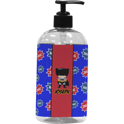 Superhero Plastic Soap / Lotion Dispenser (16 oz - Large - Black) (Personalized)