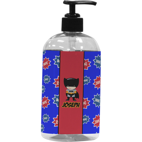Custom Superhero Plastic Soap / Lotion Dispenser (16 oz - Large - Black) (Personalized)