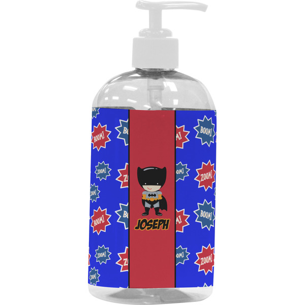 Custom Superhero Plastic Soap / Lotion Dispenser (16 oz - Large - White) (Personalized)